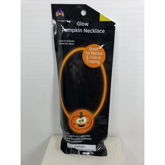 Glow Pumpkin Necklace Easy to Activate Glows for Hours - Picture 2 of 7